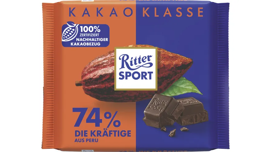 Ritter Sport Kakao-Klasse Peru 74% - Die Kräftige Tafel 100 g