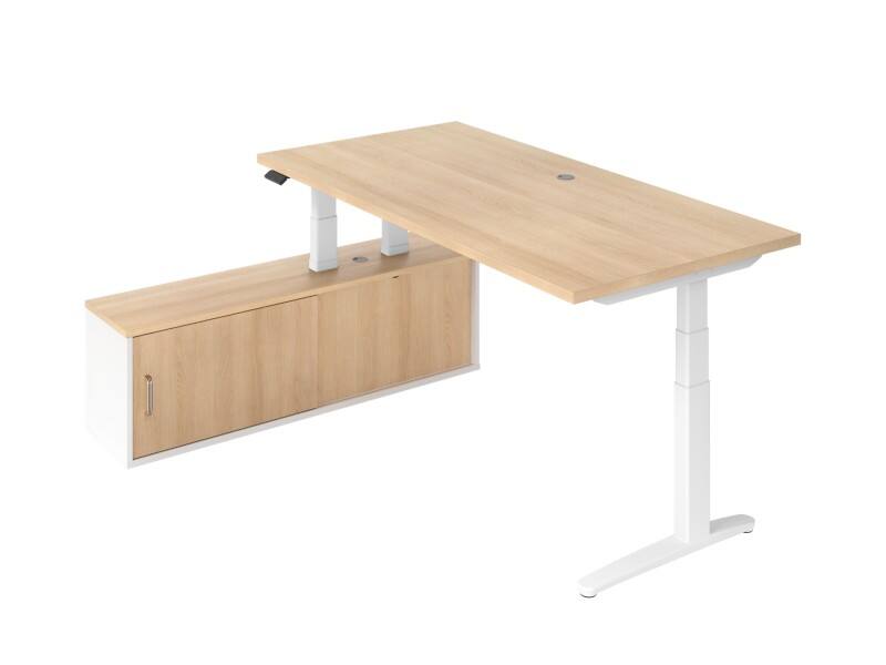 Hammerbacher Sitz-Stehschreibtisch VXBHM2C/EW/WW Eiche, Weiß