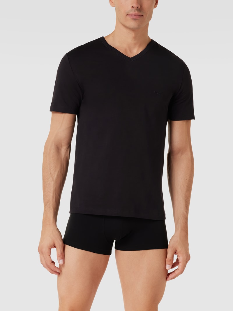T-Shirt mit V-Ausschnitt im 3er-Pack Modell 'Classic' in dunkelgrau meliert
