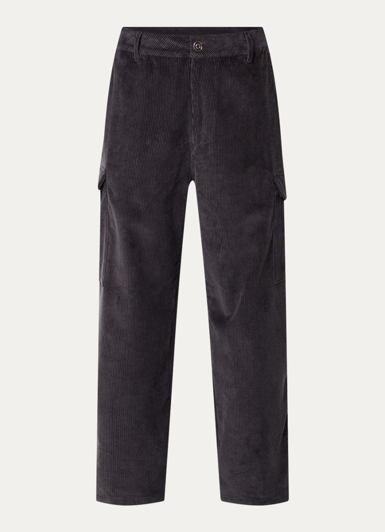 Pantaloni cargo din catifea reiată cu croi larg și buzunare laterale de la Pop Trading Company