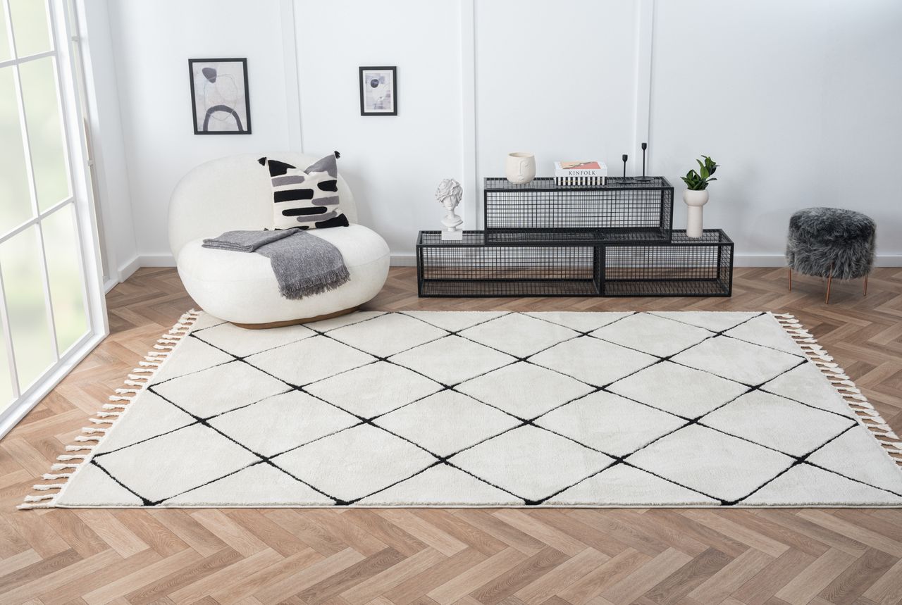 MyFlair Teppich Moroccan Divine, 200 cm x 290 cm, Farbe weiß, rechteckig, Florhöhe 19mm