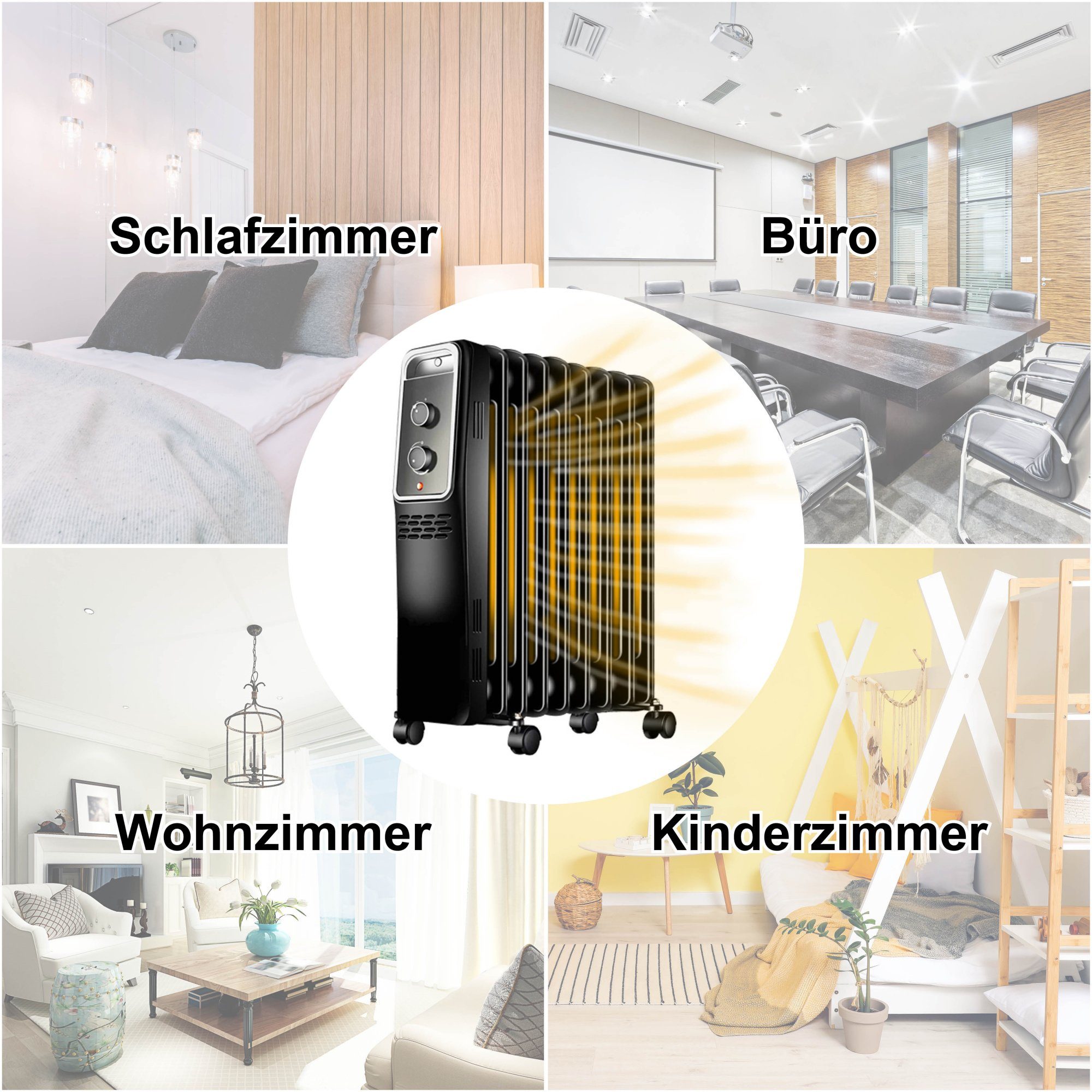 BlueCraft Ölradiator BC-84, Elektroheizung 2000 Watt mit Thermostat, 3 Stufen