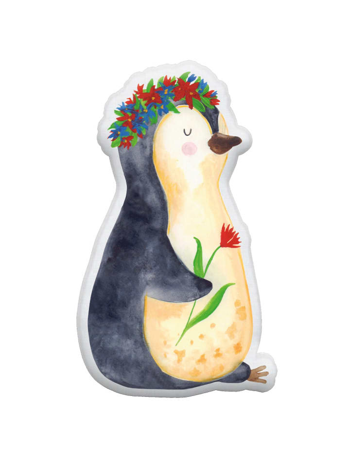 Mr. & Mrs. Panda Kissen Kuscheltier Pinguin Blumen ohne Spruch in Weiß günstig kaufen