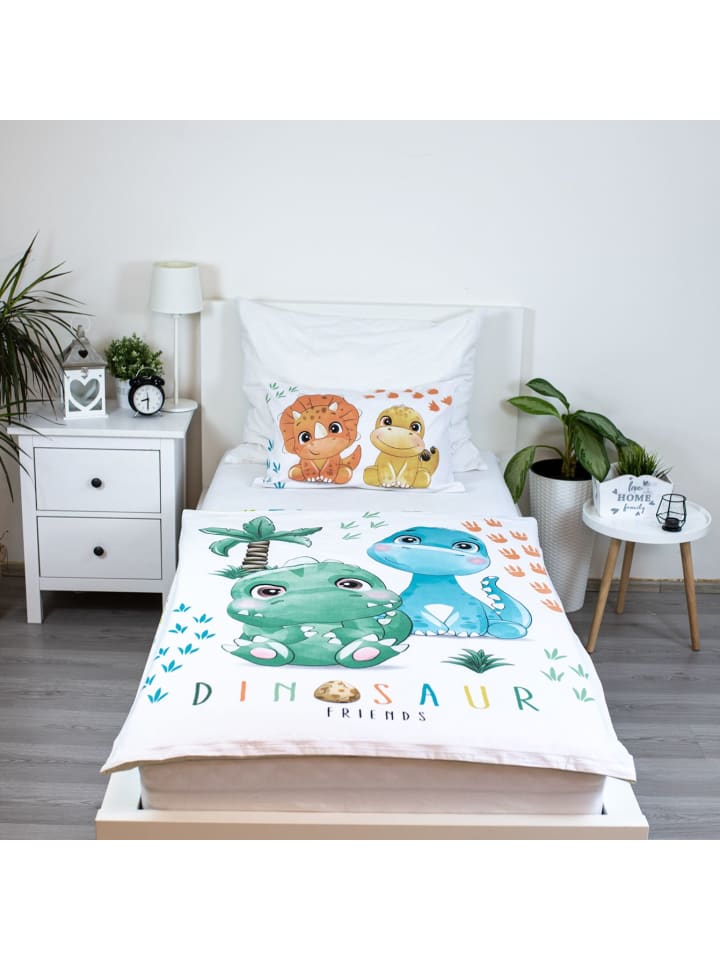 JERRY FABRICS 2-tlg.Set: Babybettwäsche Dinosaurier Freunde 100 x 135 cm in Bunt günstig kaufen 100