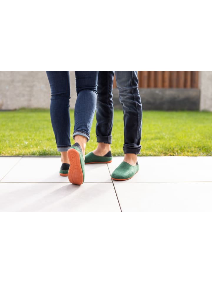 Gottstein Hausschuh Wool Slip-On in green/orange günstig kaufen
