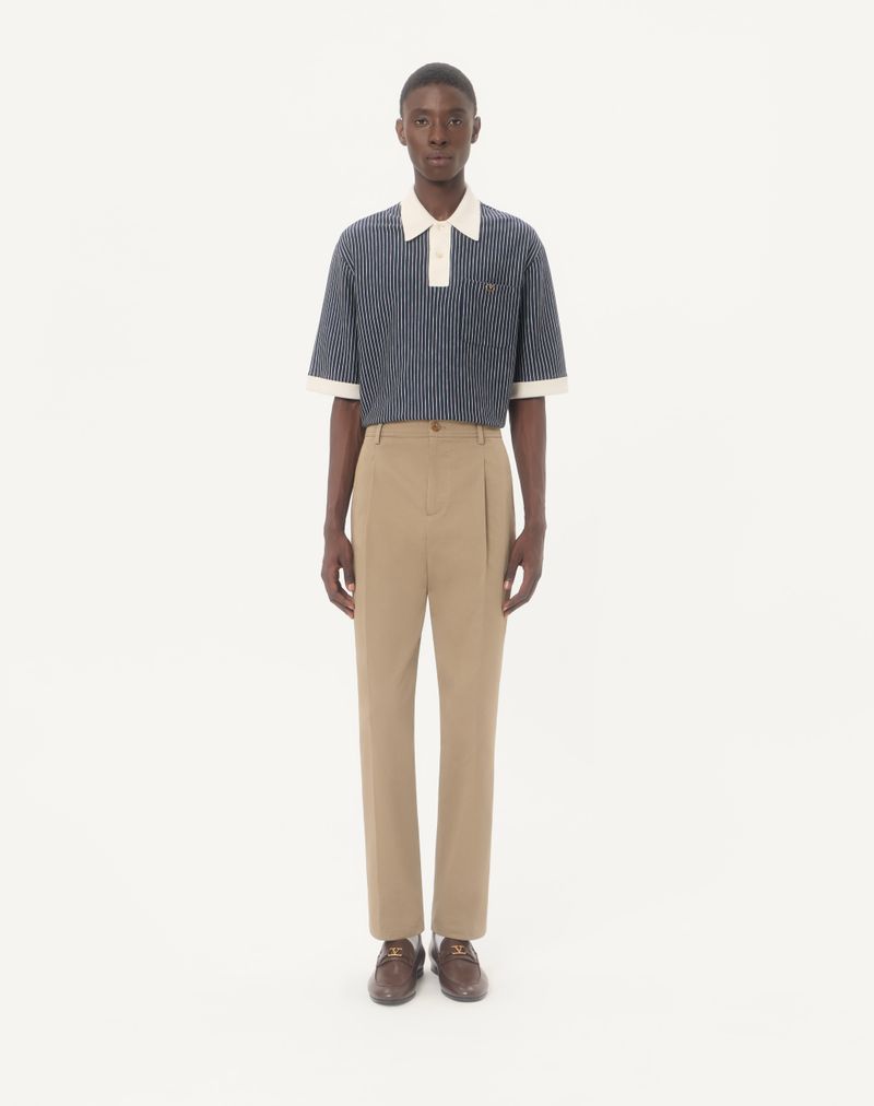 Valentino bomuldsgabardinebukser med V-logo-broderi