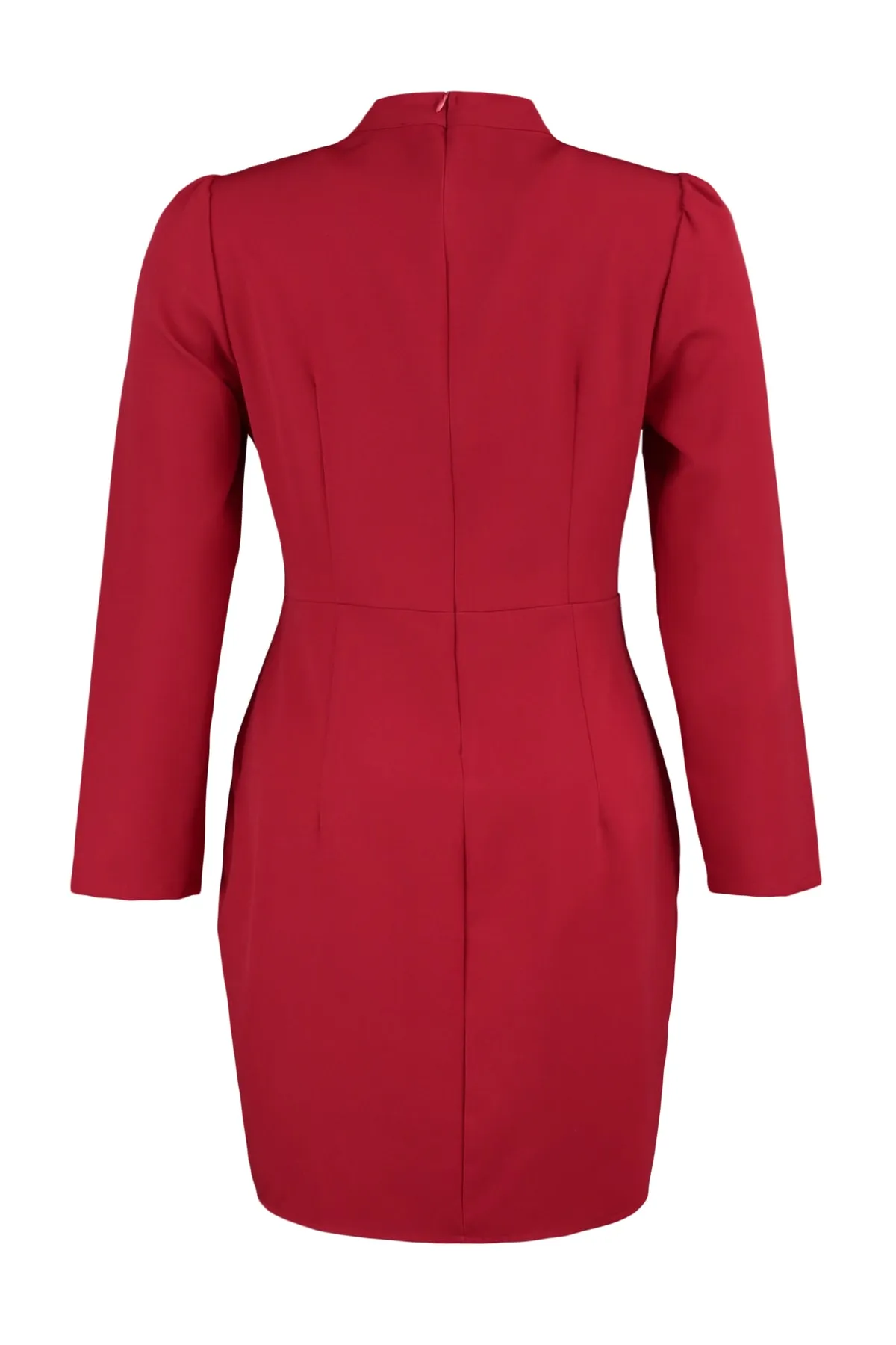 Trendyol Curve  Rotes, gewebtes Kleid mit Kragen und detailliertem Kragen
