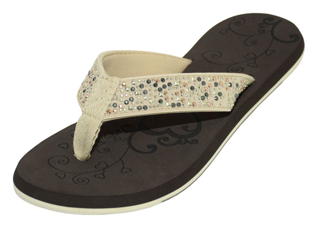 MADSea Midnight Badepantolette Zehentrenner mit Strass-Steinchen