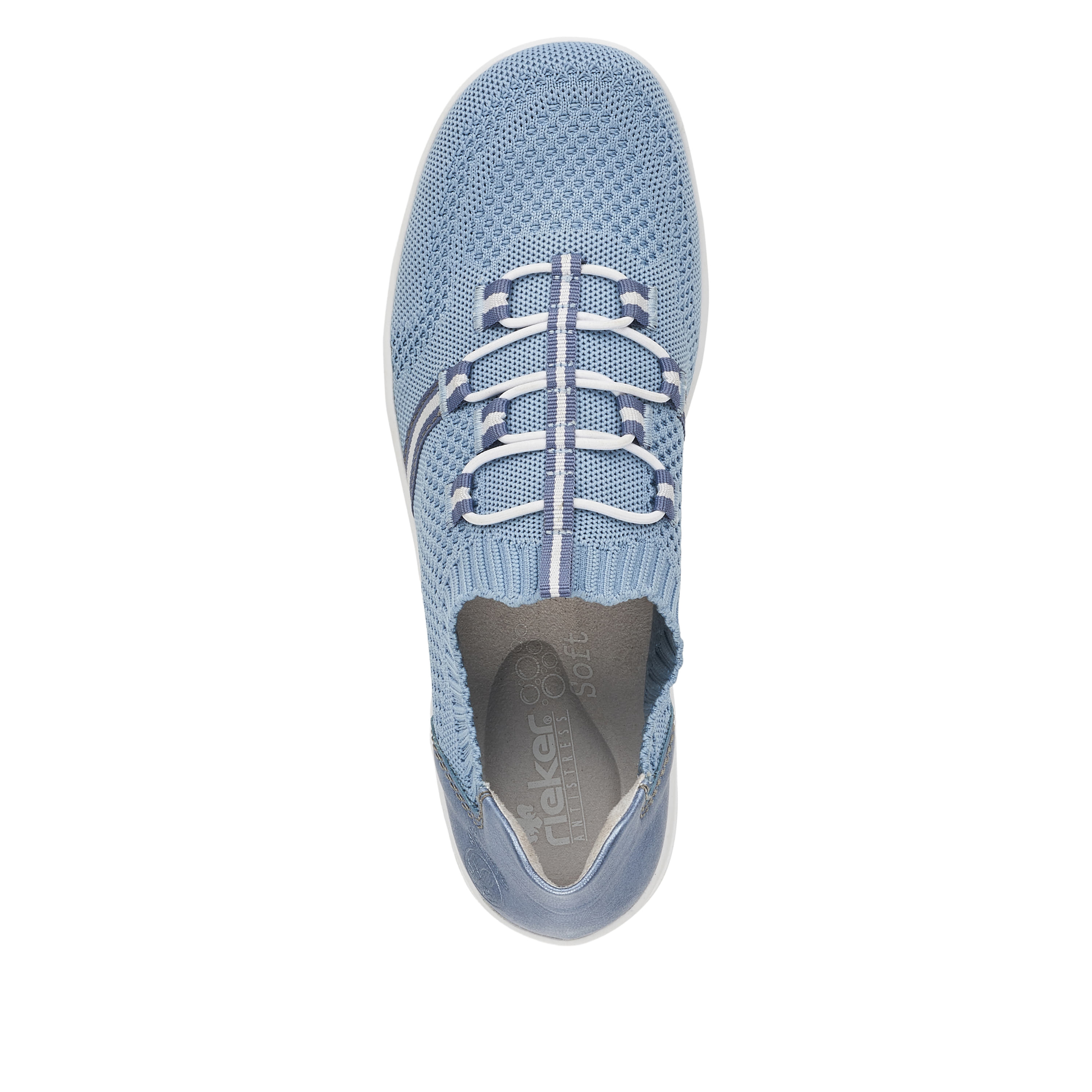 Rieker Damen Slipper himmelblau-reinweiß
