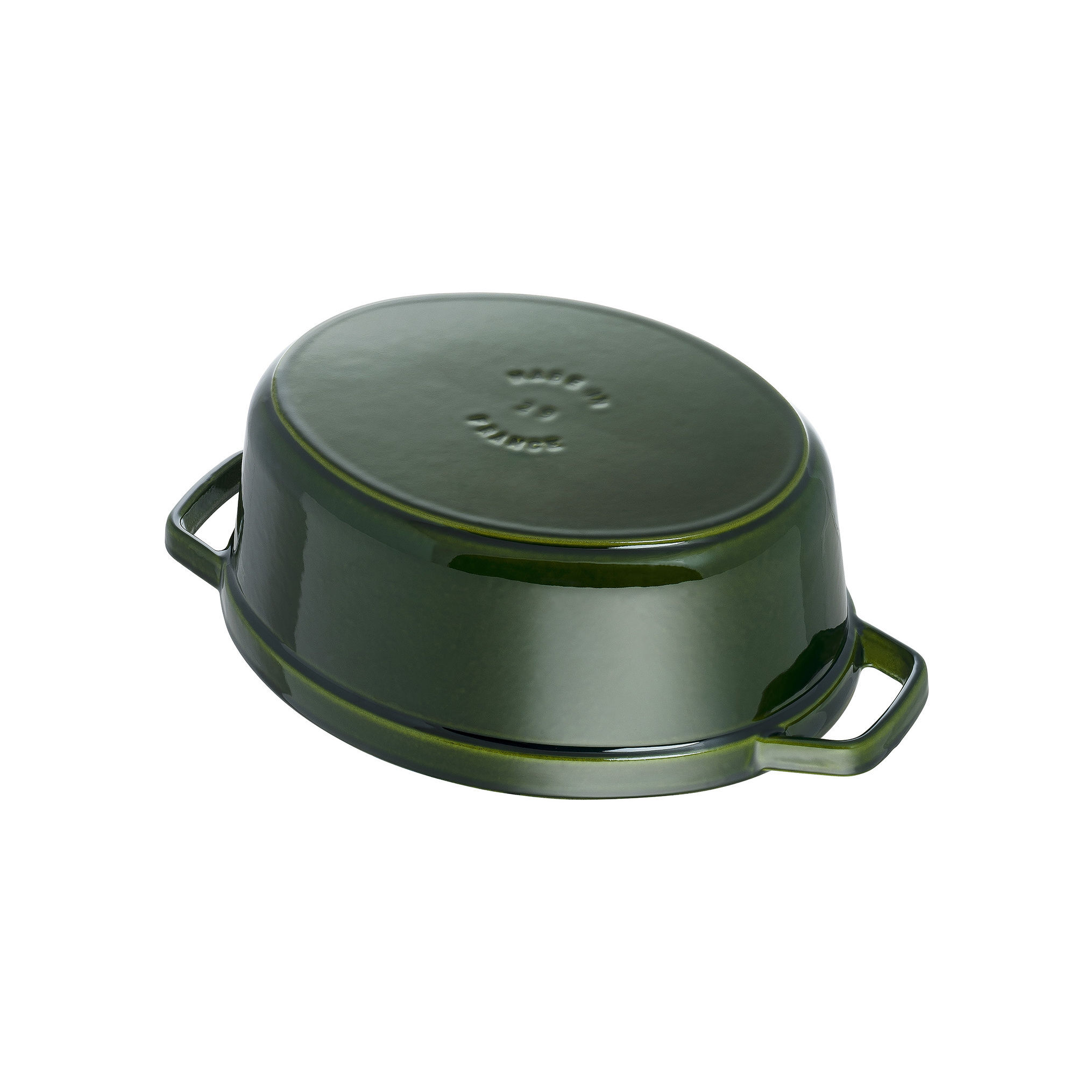 Cocotte 29 cm, oval, Basilikum-Grün, Gusseisen