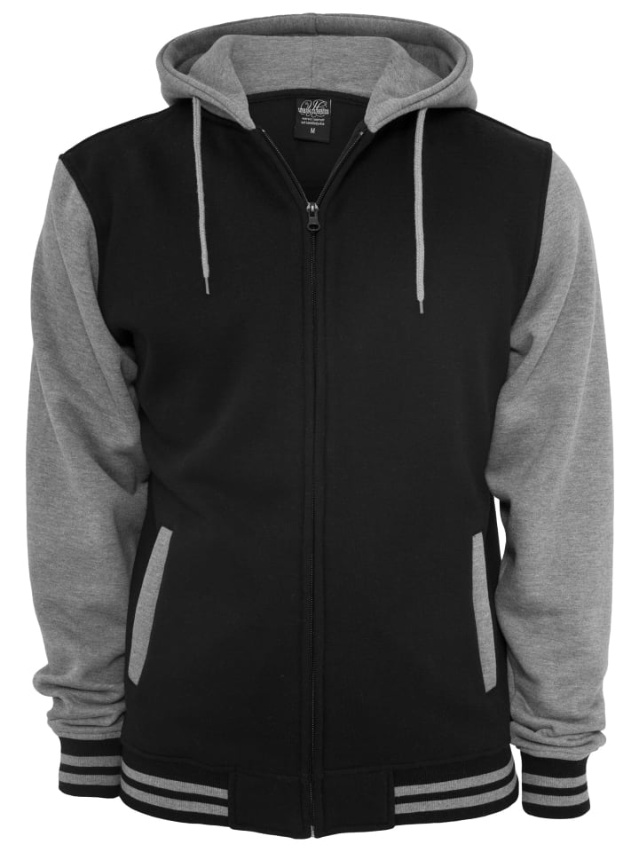 Urban Classics Urban Classics Zip-Kapuzenpullover in blk/gry günstig kaufen