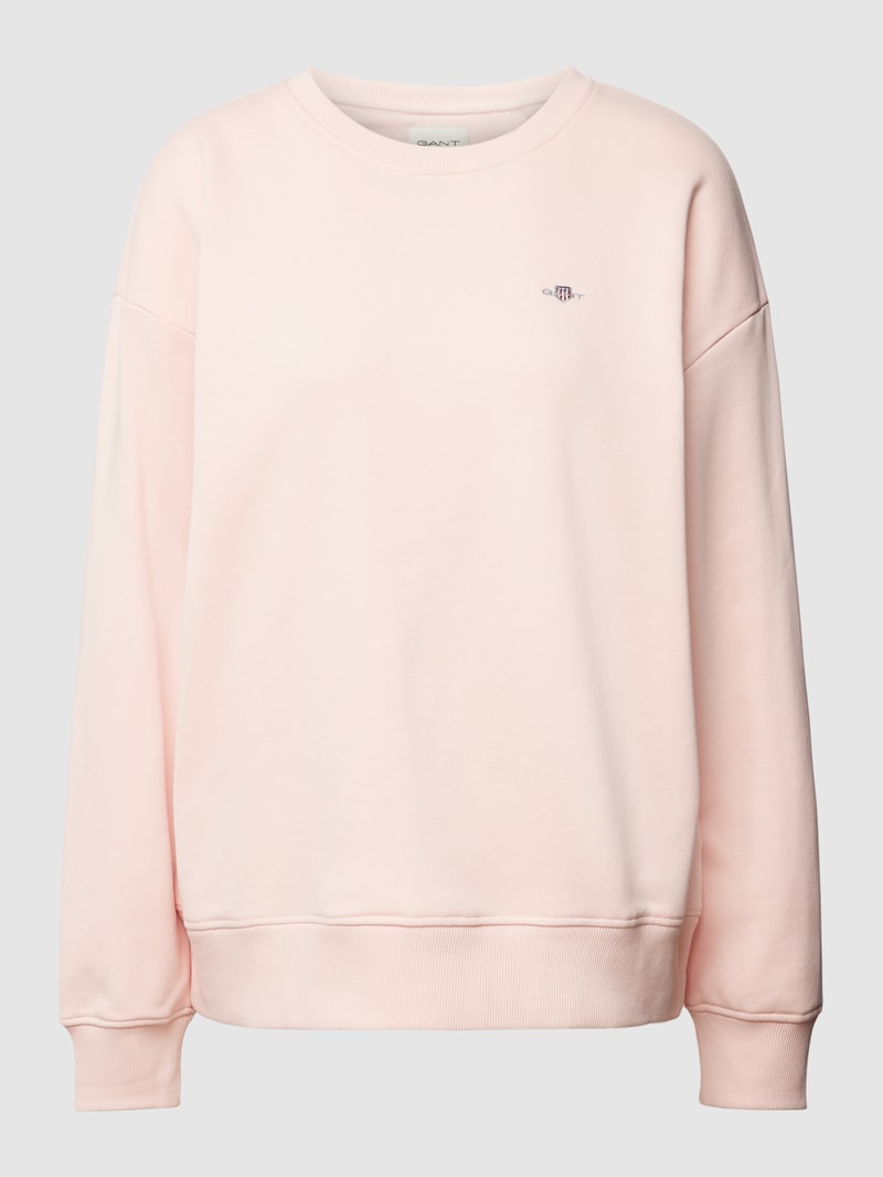 Sweatshirt mit gerippten Abschlüssen Modell 'SHIELD' in hellrosa