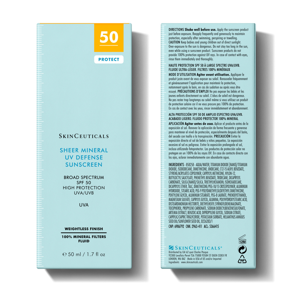 SkinCeuticals SHEER MINERAL UV DEFENSE SPF 50 Protection Solaire Visage Fini Mat TrèsHaute Protection Indice 50+