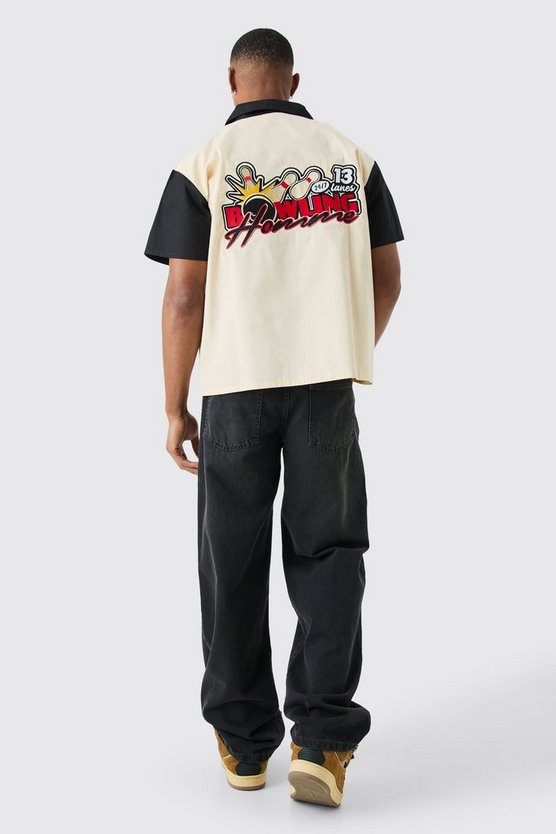 Short Sleeve Boxy Poplin Bowling Homme Shirt