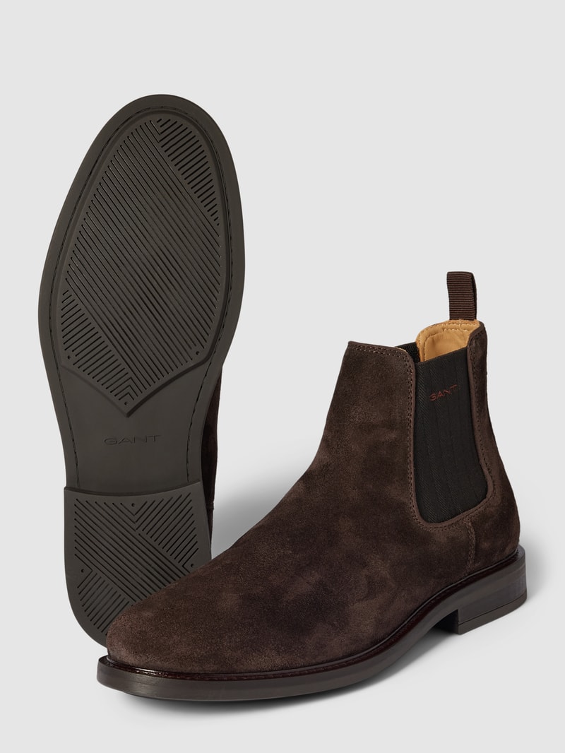 Chelsea Boots mit Label-Detail Modell 'Fairkon' in dunkelbraun