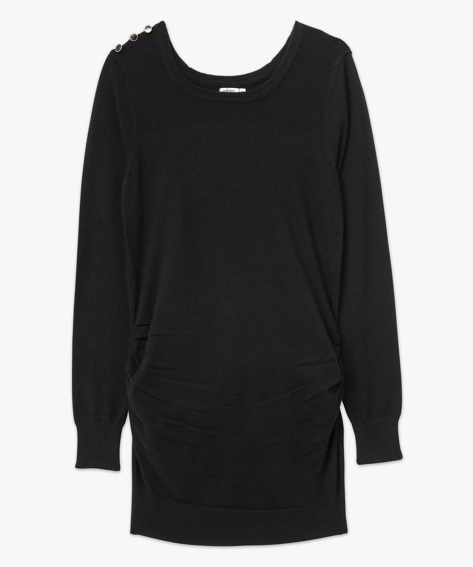 Pull à col rond spécial grossesse avec boutons fantaisie noir | GEMO