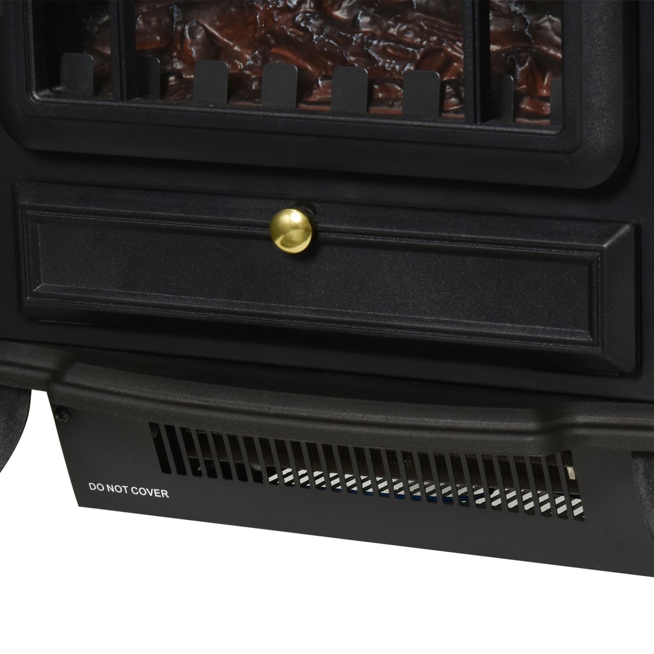 HOMCOM Elektrokamin Kaminofen Überhitzungs-Schutz Schwarz 45x28x54 cm