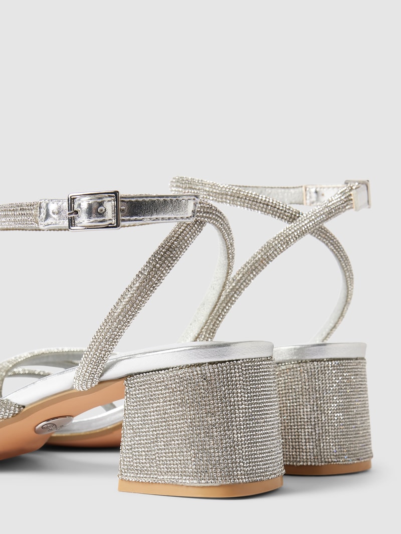 Sandalette mit Allover-Strasssteinbesatz Modell 'LILLY SPARK' in silber