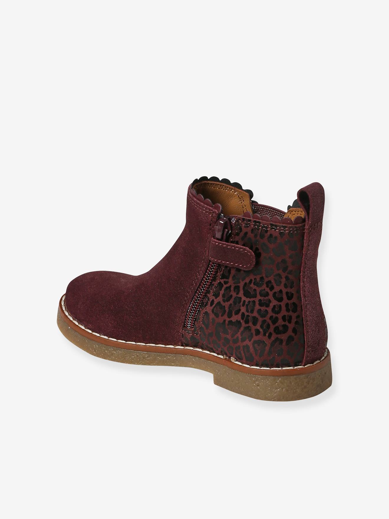 Boots en cuir fille collection maternelle bordeaux
