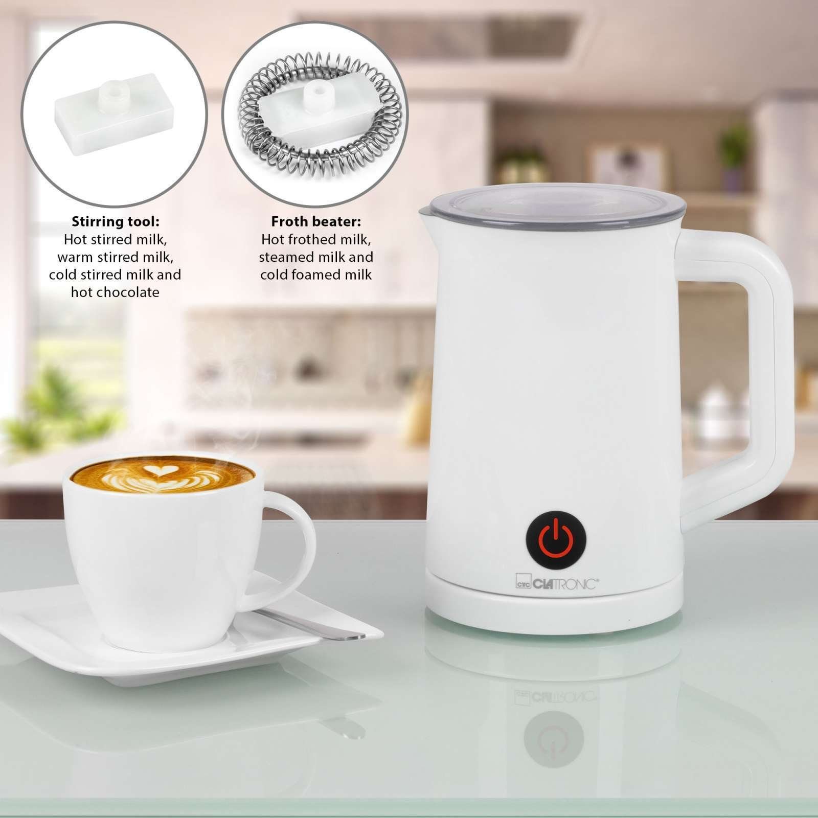 CLATRONIC Milchaufschäumer CLATRONIC Milchaufschäumer Milchschäumer warm-kalt 500 W MS 3693 weiß