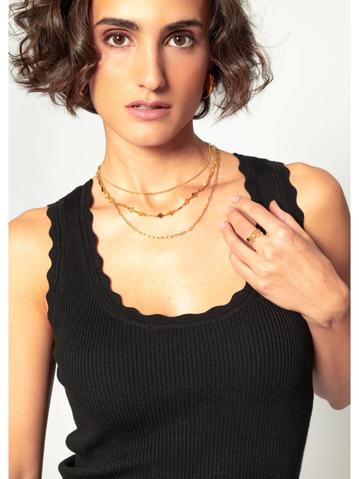 SASSYCLASSY Tank Top mit Bogenkante in Schwarz günstig kaufen