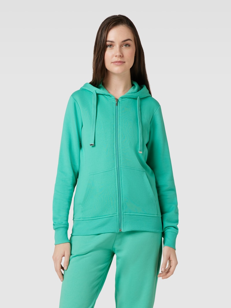 Sweatjacke mit gerippten Abschlüssen in apfelgrün