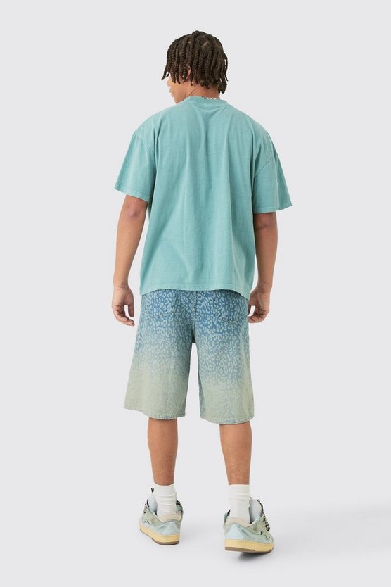 Kastiges Oversize T-Shirt mit rohem Saum und Members Club Herz Waschung