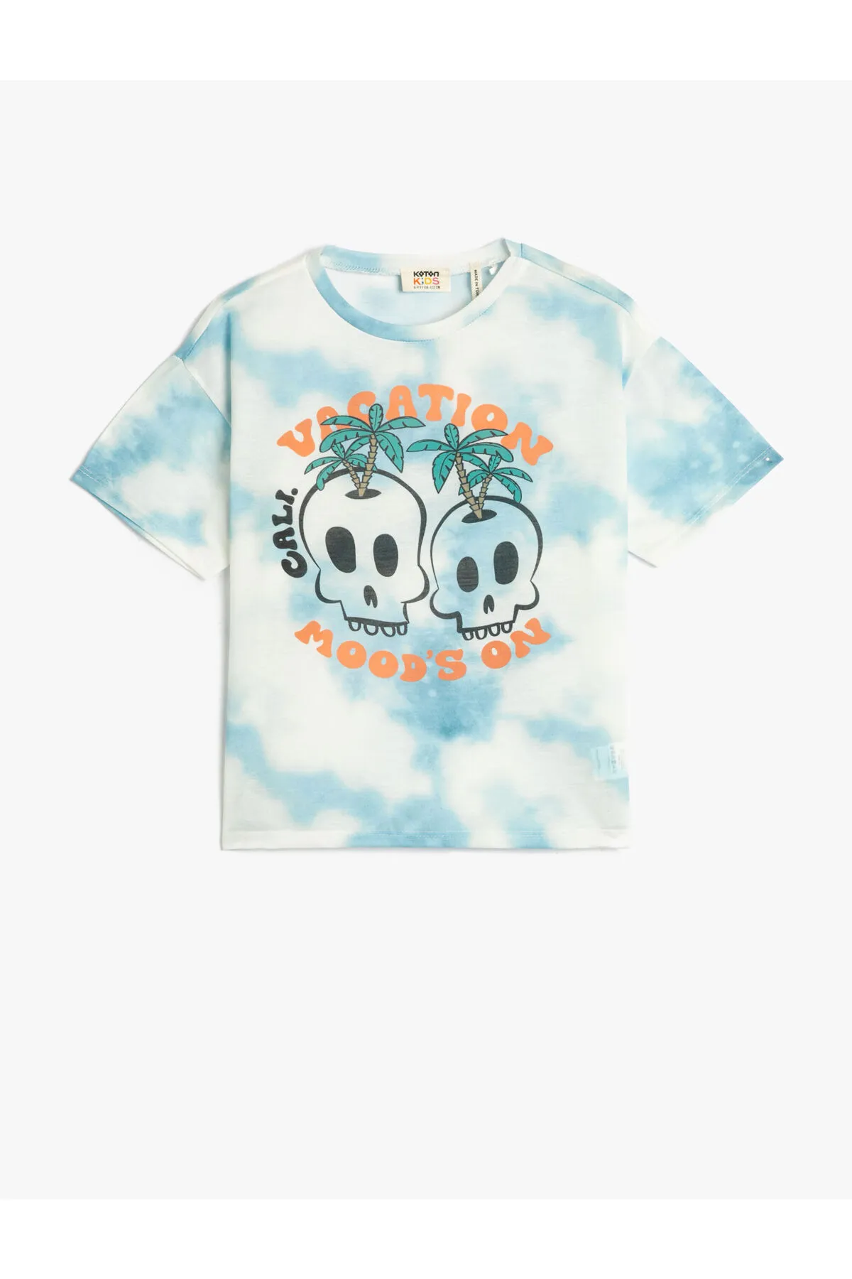 Koton  T-Shirt mit Batikmuster, kurzärmelig, Rundhalsausschnitt mit Totenkopf-Aufdruck