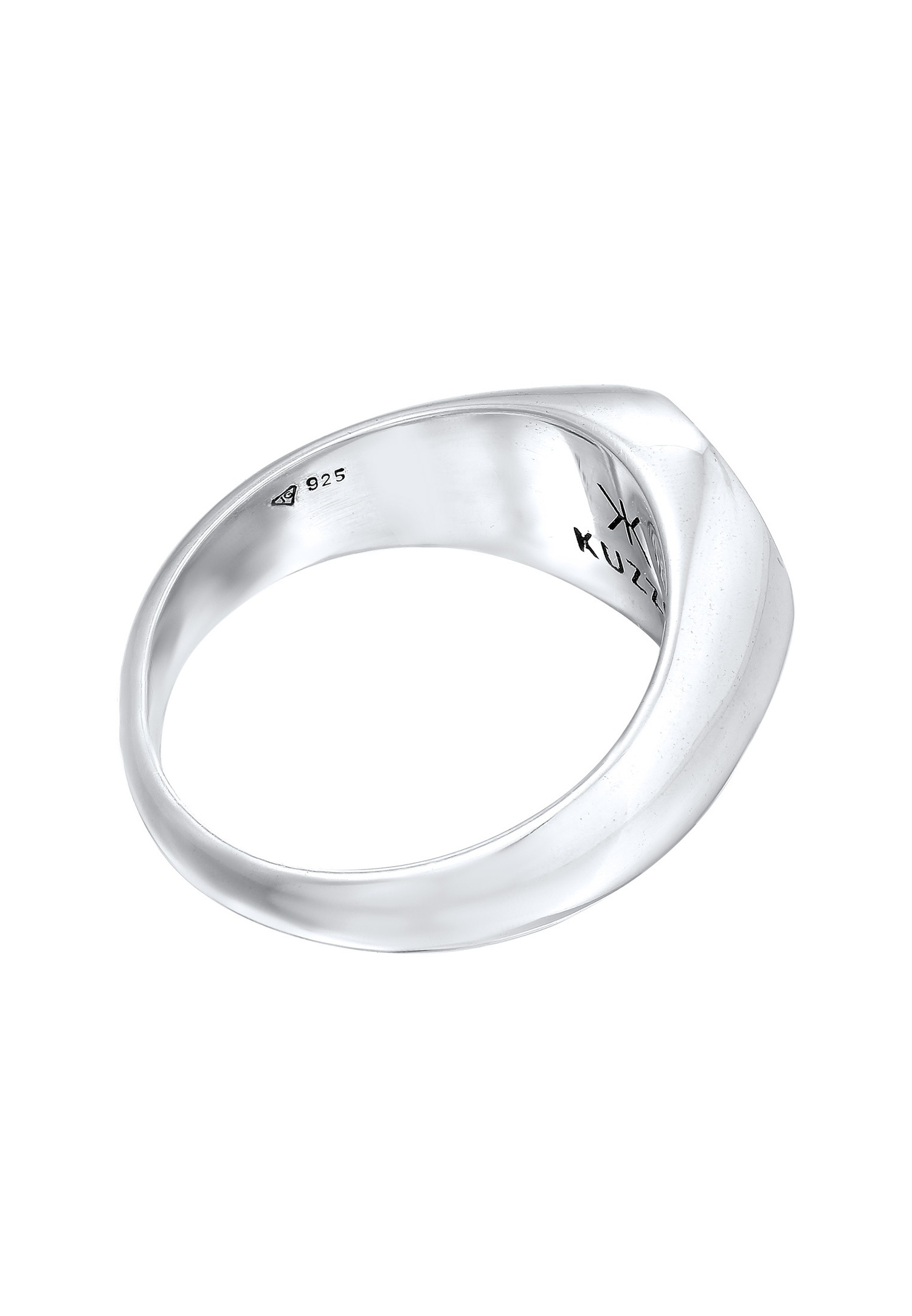 Sceau pour homme KUZZOI avec visage souriant et émail noir en argent sterling 925