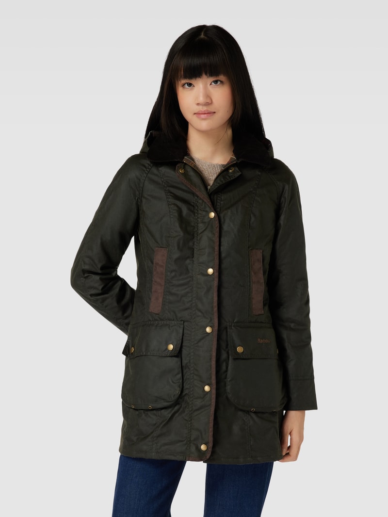 Jacke mit geripptem Umlegekragen Modell 'BOWER' in olivgrün