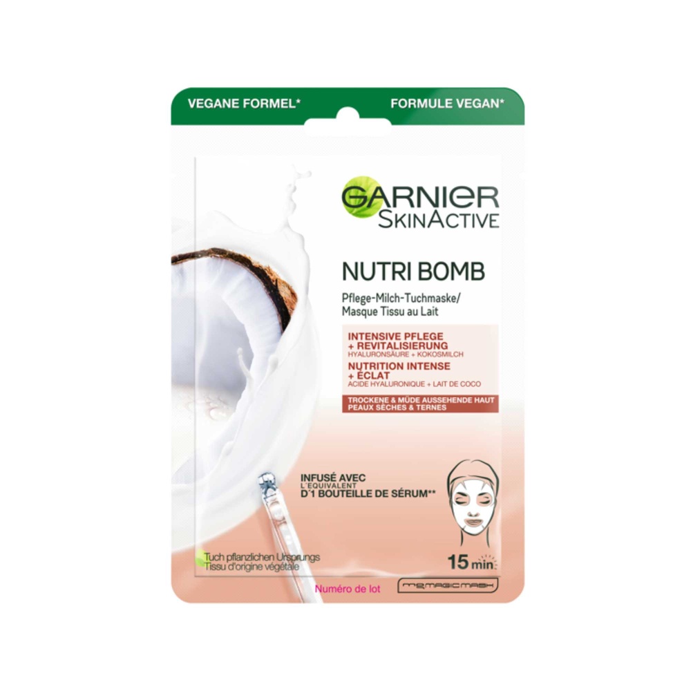garnier Skinactive NutriBomb Masque tissu au lait de Coco Nutrition intense et éclat