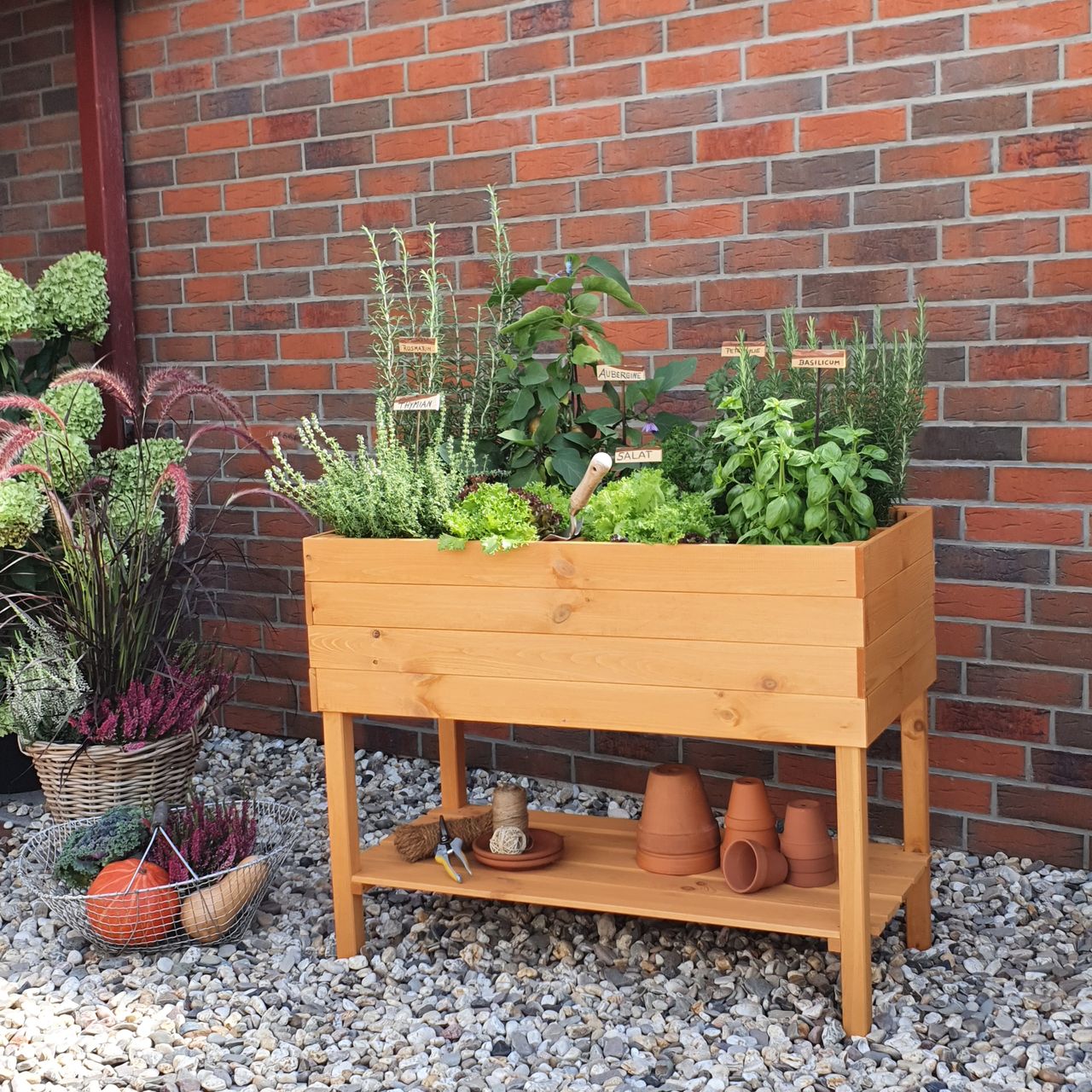 PROMEX Promadino Balkon-Kräuterbeet auf Beinen honigbraun