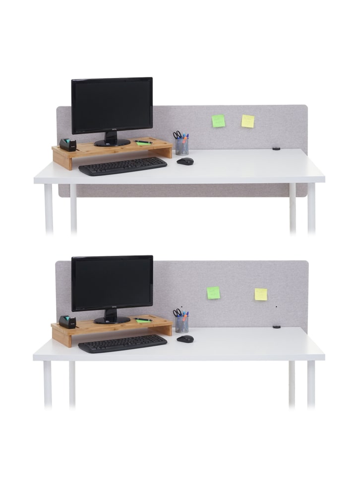MCW Akustik-Tischtrennwand G75, 60x160cm grau günstig kaufen onesize