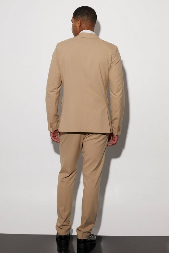 Tall einreihige beige Slim-Fit Anzugjacke