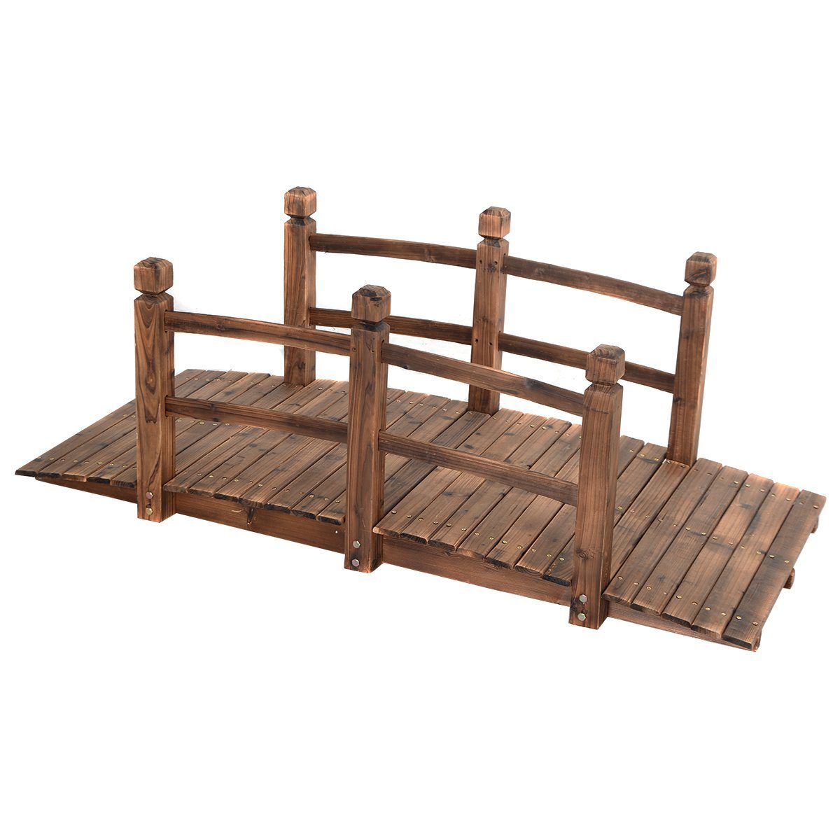 COSTWAY Zierbrücke, Holzbrücke, Gartenbrücke, Dekobrücke, 150 x 67 x 55 cm