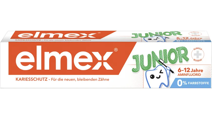 elmex Zahnpasta Junior 6-12 Jahre – Hochwirksamer Kariesschutz – stärkt die neuen, bleibenden Zähne