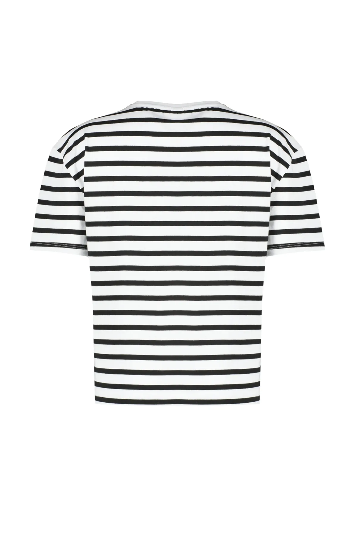 Trendyol Collection  Rot gestreiftes Slogan-Stickerei-Detailliertes, entspanntes/bequemes gestricktes T-Shirt TWOSS24TS00053