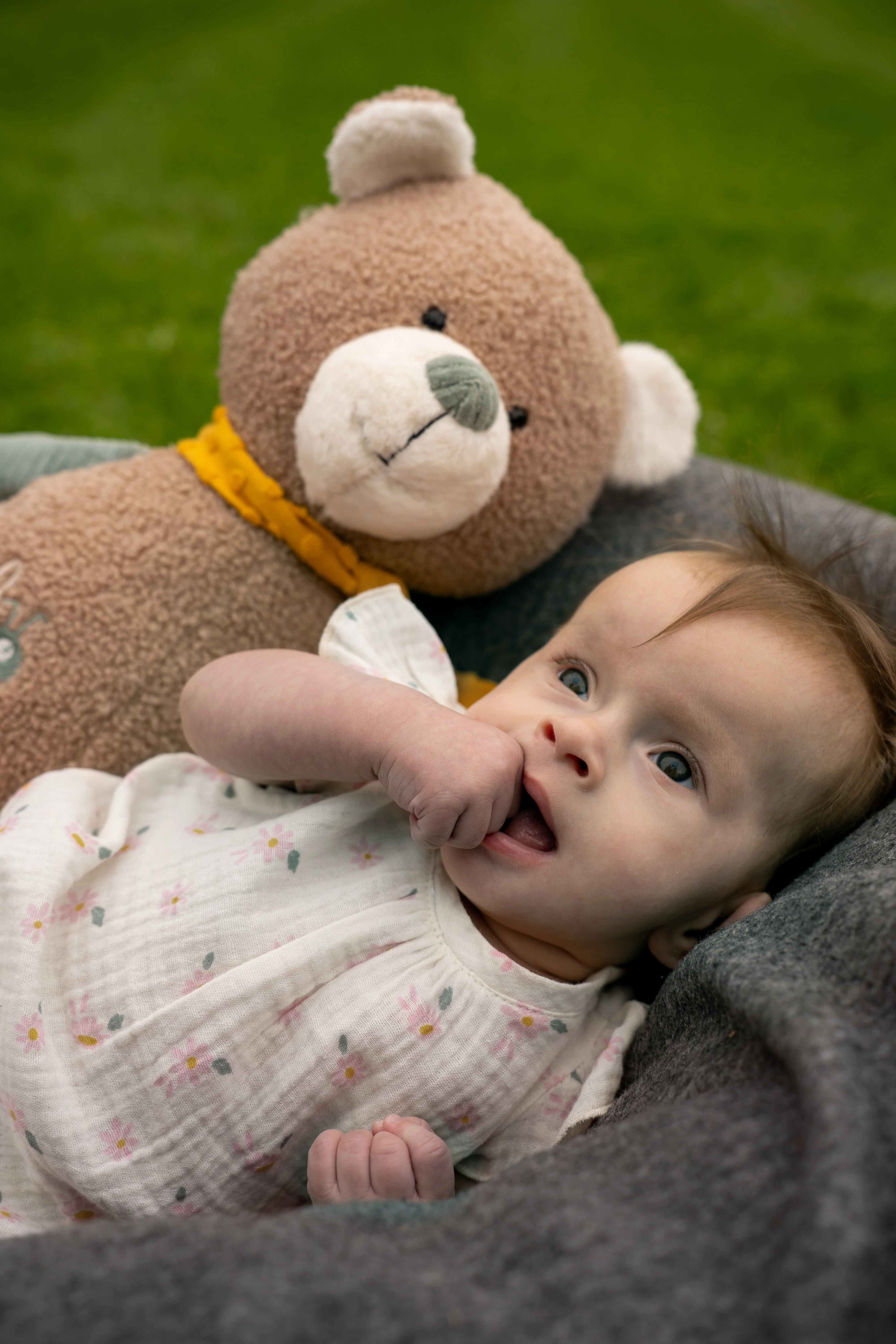 Baby Body bedruckt mit Gänseblümchen in ecru