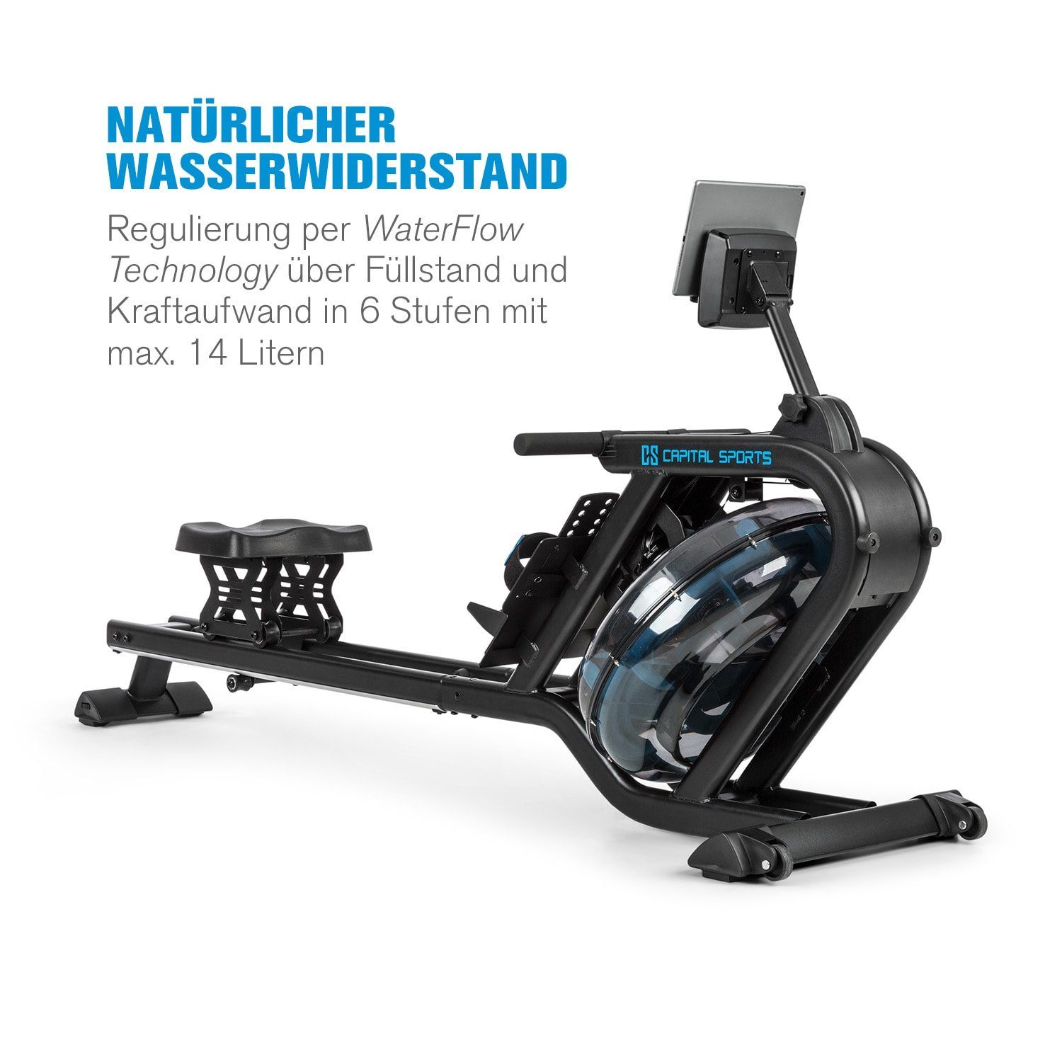 Capital Sports Rudermaschine Flow M2 Wasserrudergerät inkl. Trainingscomputer bis 150 kg
