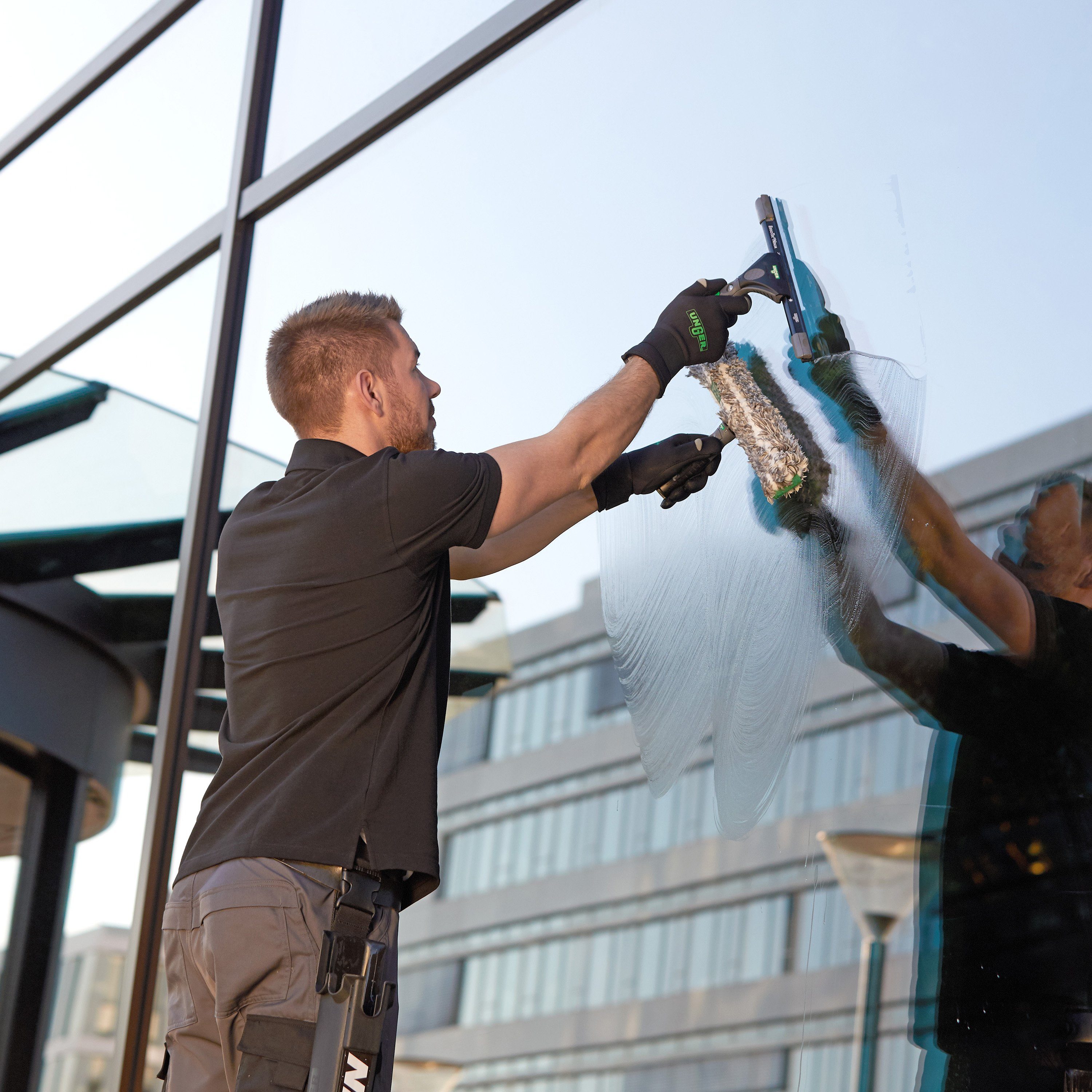 Unger Fensterreiniger ErgoTec NINJA Fensterreinigungs-Komplett-Set 6in1