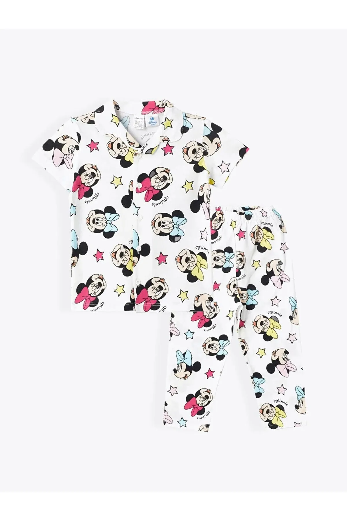 LC Waikiki  LCW Baby-Pyjama-Set mit Polo-Kragen und kurzen Ärmeln, Minnie Mouse-Aufdruck für Mädchen