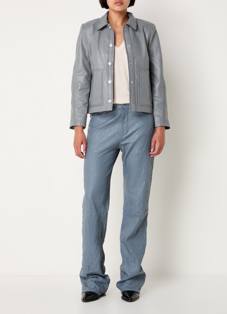 Zadig&Voltaire Chaqueta de piel de cordero Litchi con bolsillos laterales