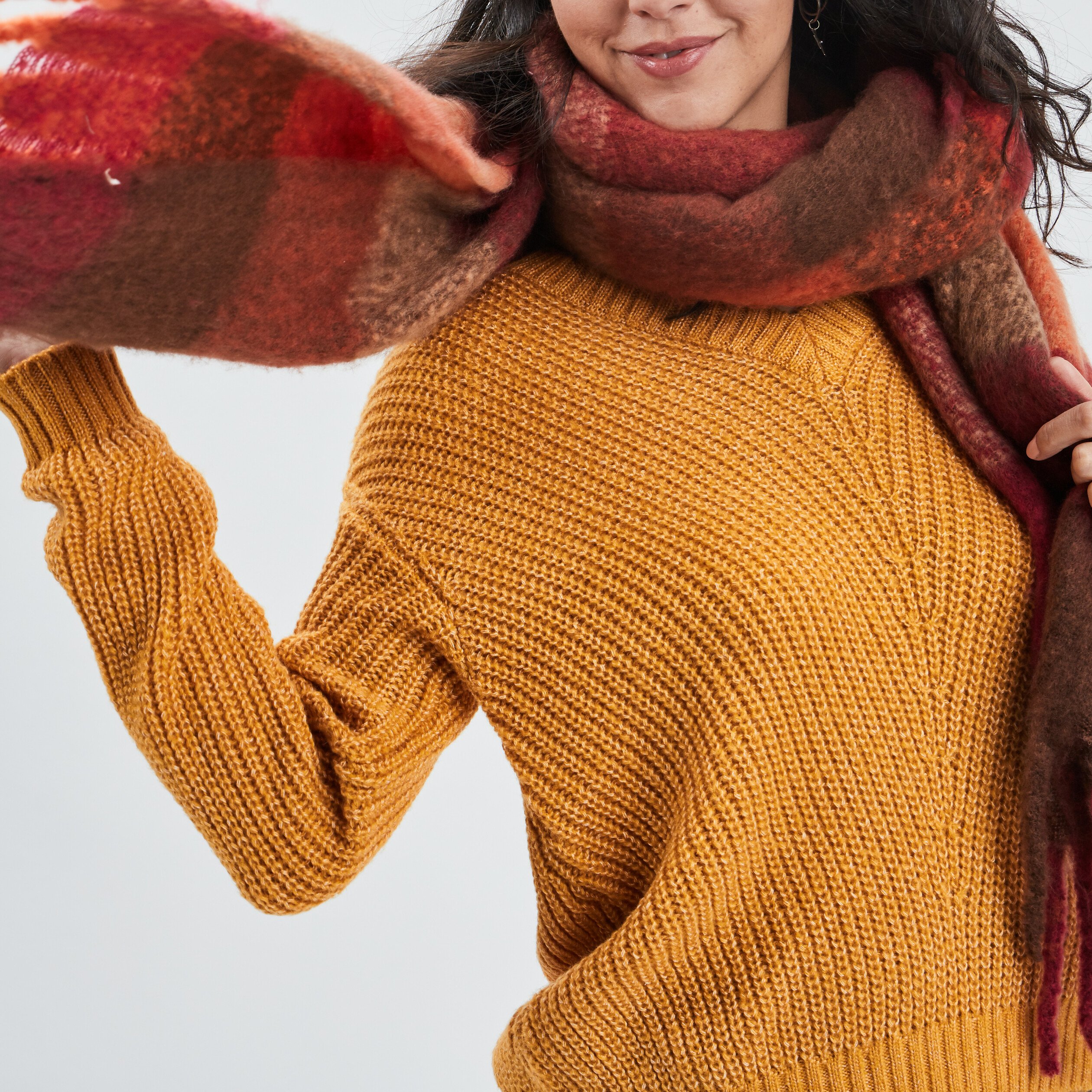Écharpe à franges multicolore femme | La Halle