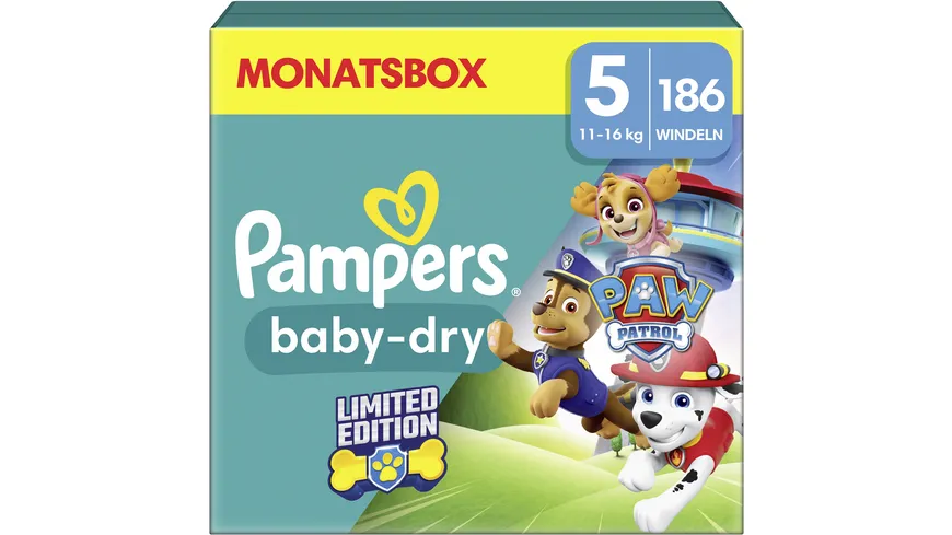 Pampers Baby Dry Paw Patrol Windeln Gr.5 Junior 11-16kg MonatsBox