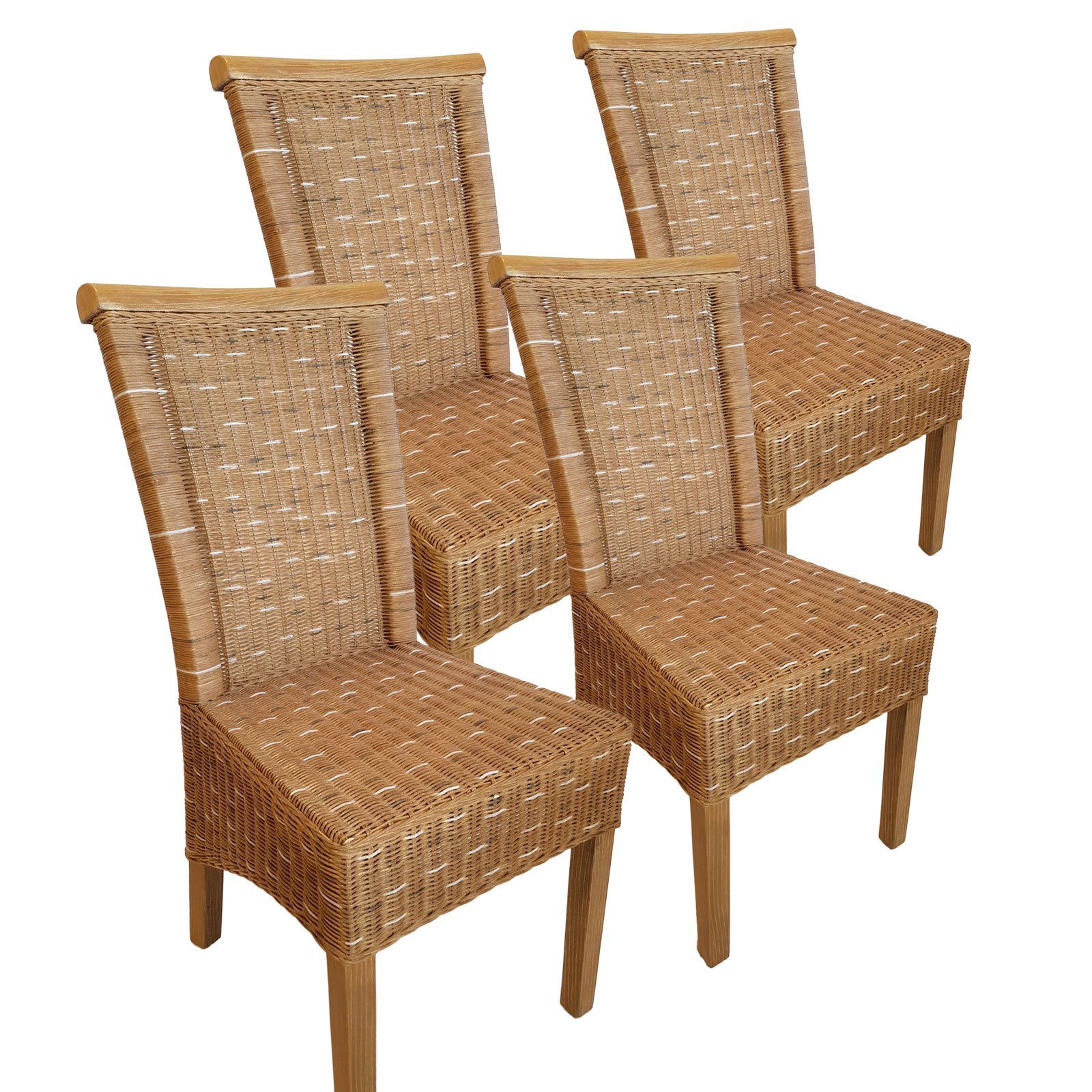 Minara Rattanstuhl Esszimmer Stühle Set Rattanstühle Perth 4 Stück braun nachhaltig