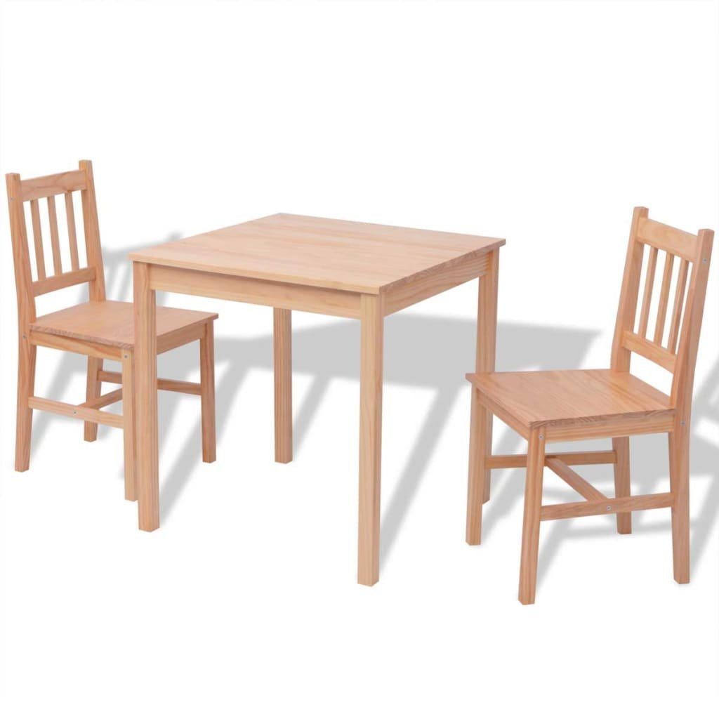 vidaXL Essgruppe Dreiteiliges Esstisch-Set Pinienholz, (3-tlg)