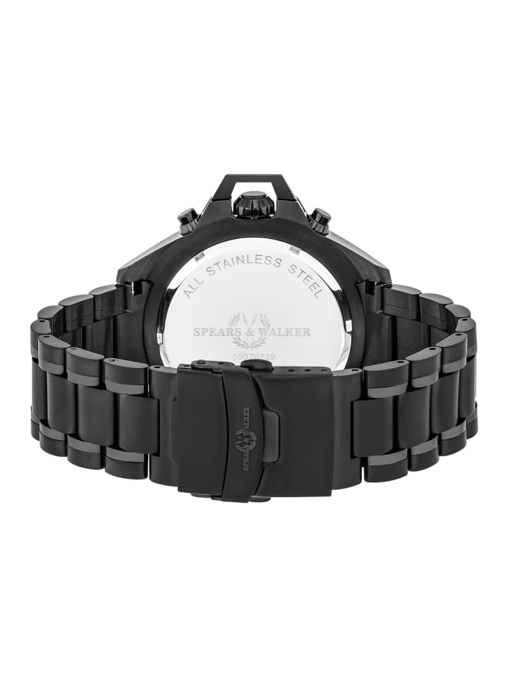 Spears & Walker Herren Quarzuhr schwarz Edelstahl schwarz in schwarz günstig kaufen 23 cm