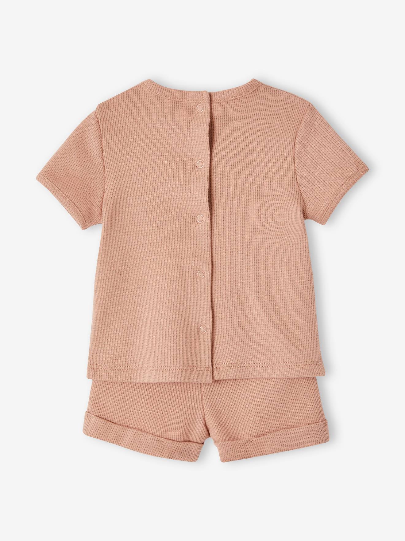 Vertbaudet 2er-Pack kurze Baby Schlafanzüge, Pikee Oeko-Tex - cappuccino