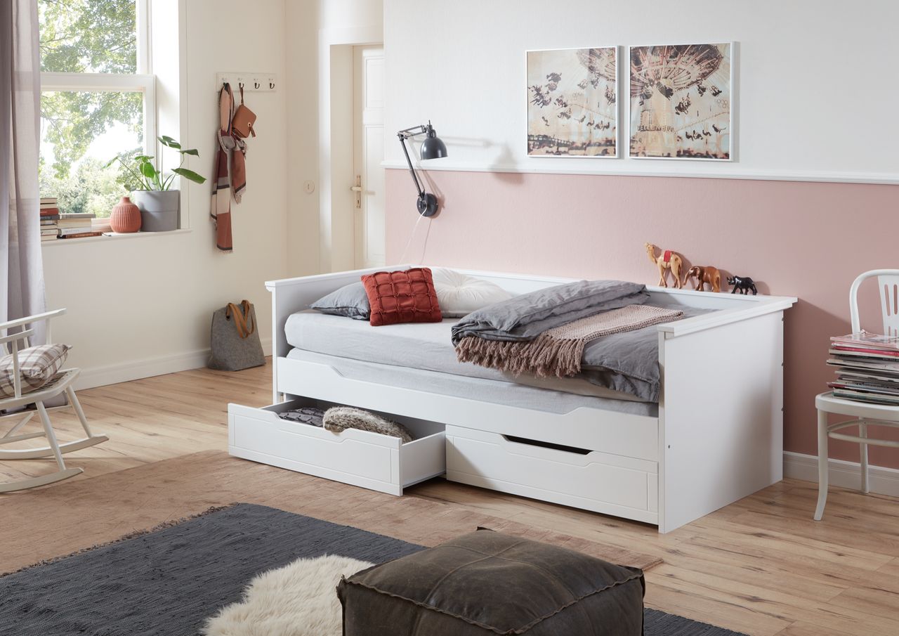 Relita Funktionsbett LINA 90x 200 auf 180 x 200 cm Liegefläche ausziehbar u. 2 Schubladen