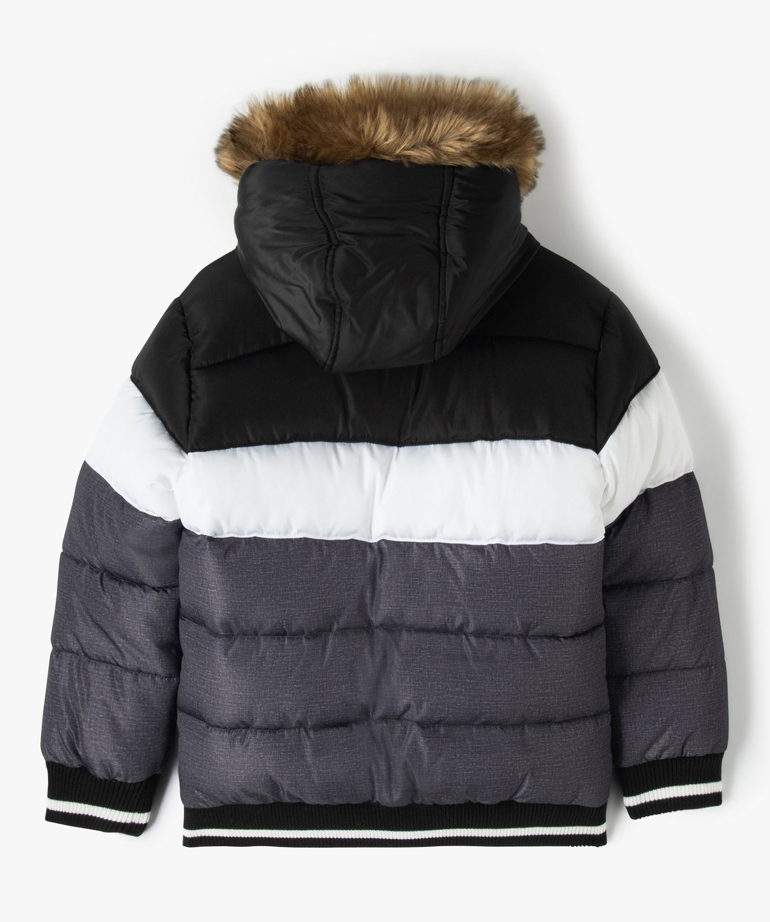 Blouson à capuche matelassé et doublé polaire Garçon gris | GEMO